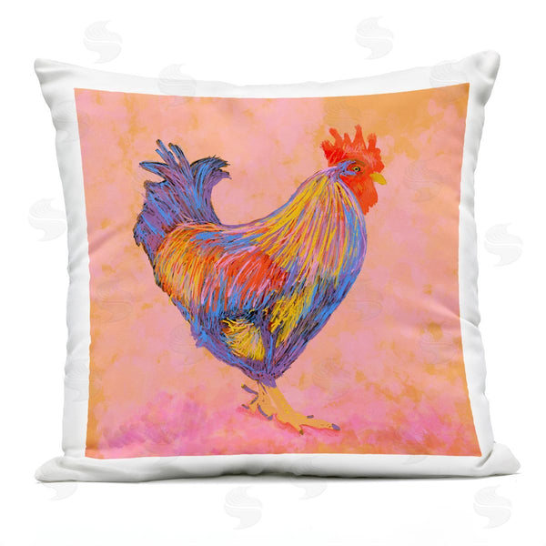 Stupell Industries Dina Riddle | Warm Hued Vibrant Rooster Printed Throw Pillow