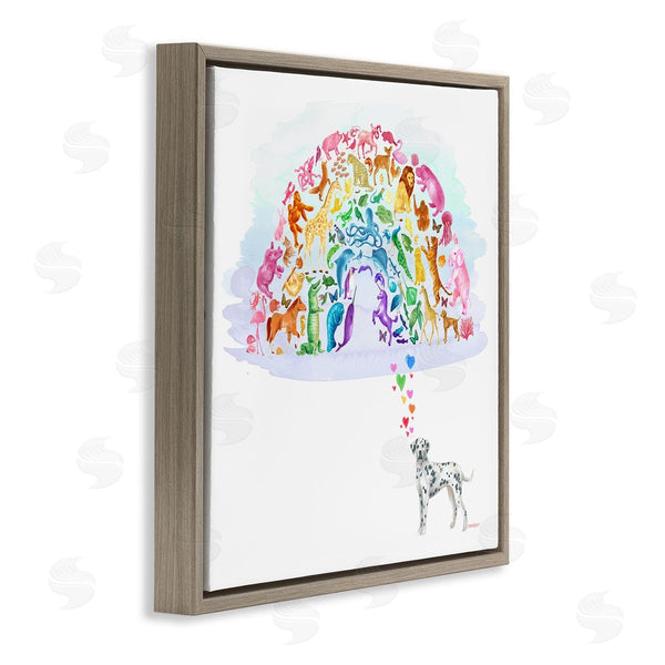 Stupell Industries Dishique | Bright Rainbow Animals Dalmation Dream Arch Shape Wall Art