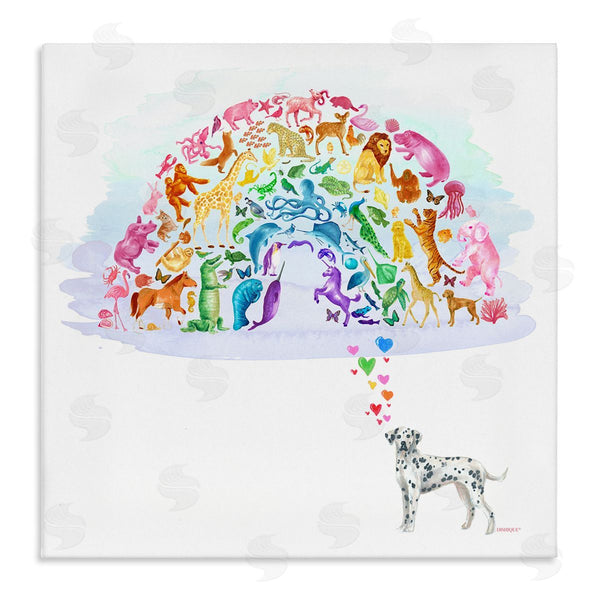 stupell industries Dishique | Bright Rainbow Animals Dalmation Dream Arch Shape Wall Art