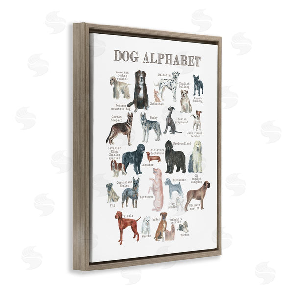 Stupell Industries Dishique | Dog Alphabet Multiple Breeds Educational Animals Chart Wall Art