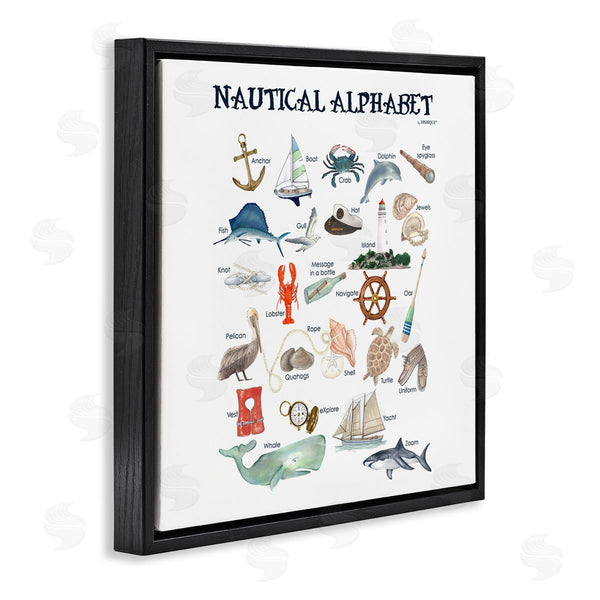 Stupell Industries Dishique | Educational Nautical Alphabet Learning Chart Marine Wildlife Wall Art