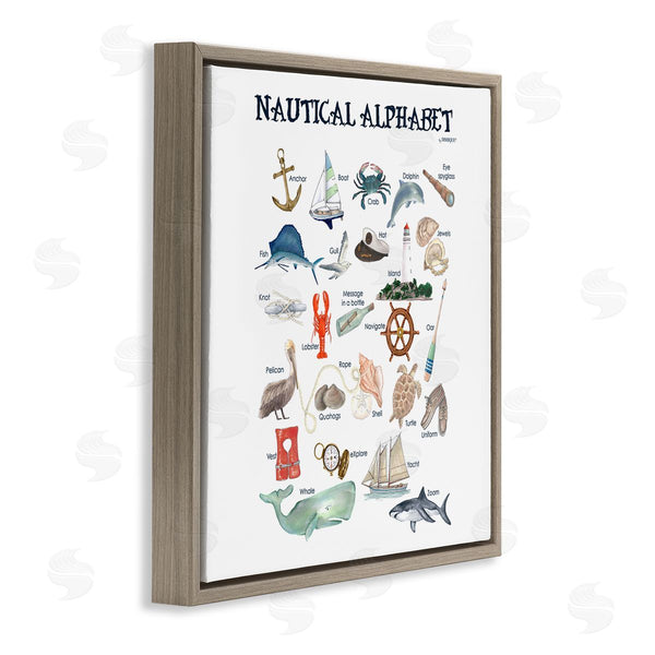 Stupell Industries Dishique | Educational Nautical Alphabet Learning Chart Marine Wildlife Wall Art