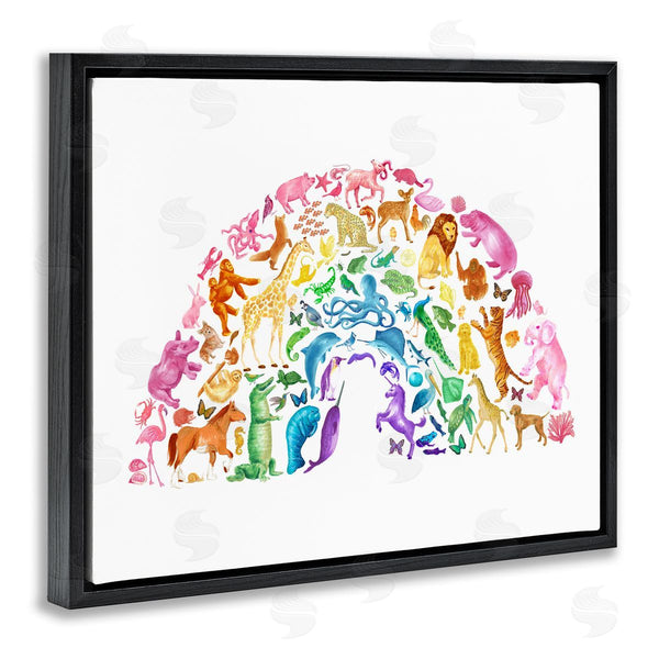 Stupell Industries Dishique | Mixed Rainbow Animals Wildlife Arched Rainbow Shape Wall Art