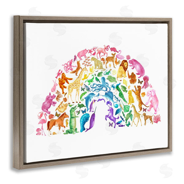 Stupell Industries Dishique | Mixed Rainbow Animals Wildlife Arched Rainbow Shape Wall Art