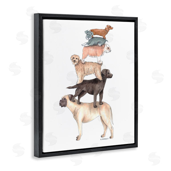 Stupell Industries Dishique | Mixed Stacked Dog Breeds Standing Balancing Illustration Wall Art