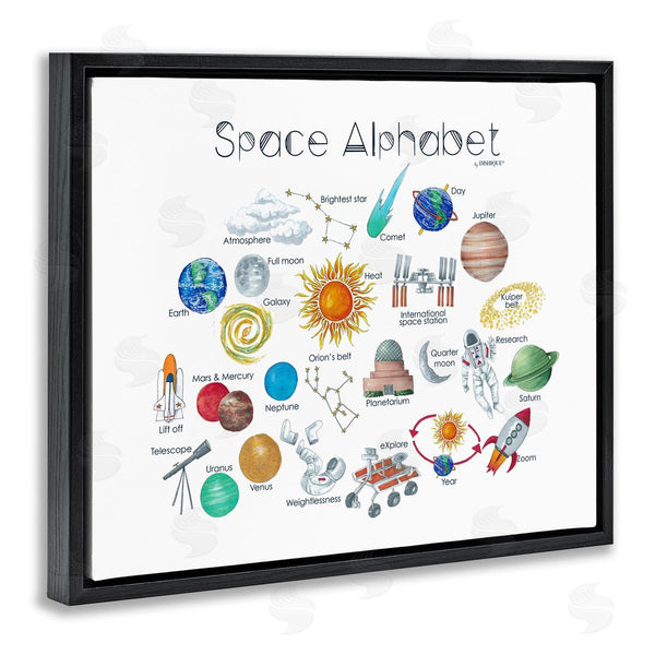 Stupell Industries Dishique | Outer Space Educational Alphabet Kids Learning Chart Wall Art
