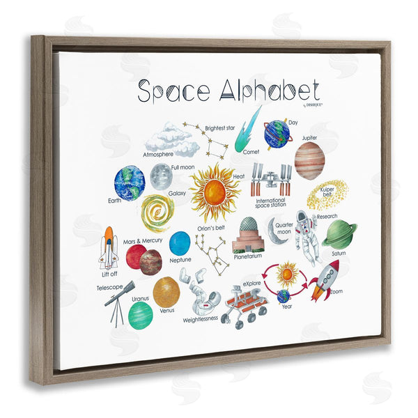 Stupell Industries Dishique | Outer Space Educational Alphabet Kids Learning Chart Wall Art