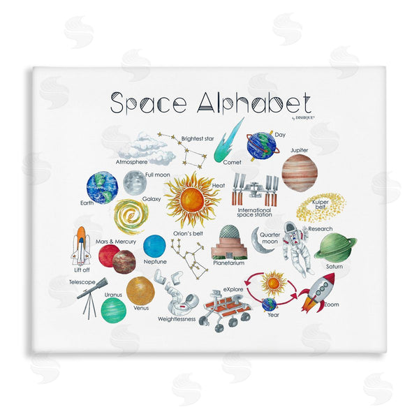 stupell industries Dishique | Outer Space Educational Alphabet Kids Learning Chart Wall Art