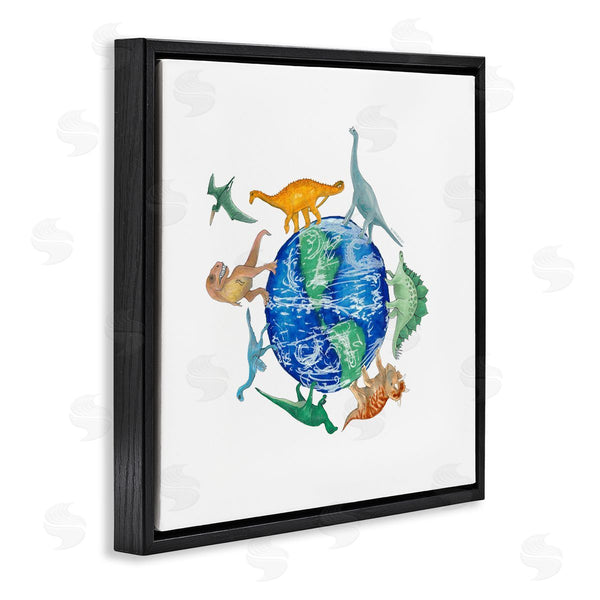 Stupell Industries Dishique | Various Dinosaurs Circling Planet Earth Globe Illustration Wall Art