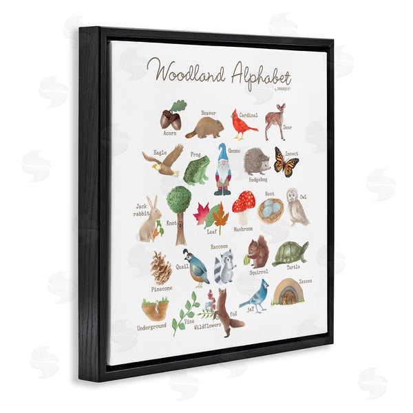 Stupell Industries Dishique | Woodland Alphabet Wildlife Botanicals Learning Forest Creatures Wall Art