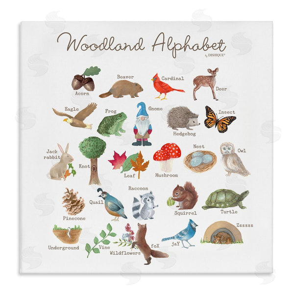stupell industries Dishique | Woodland Alphabet Wildlife Botanicals Learning Forest Creatures Wall Art
