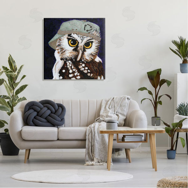 Stupell Industries Dlynn Roll | Owl Wearing Hat Wall Art