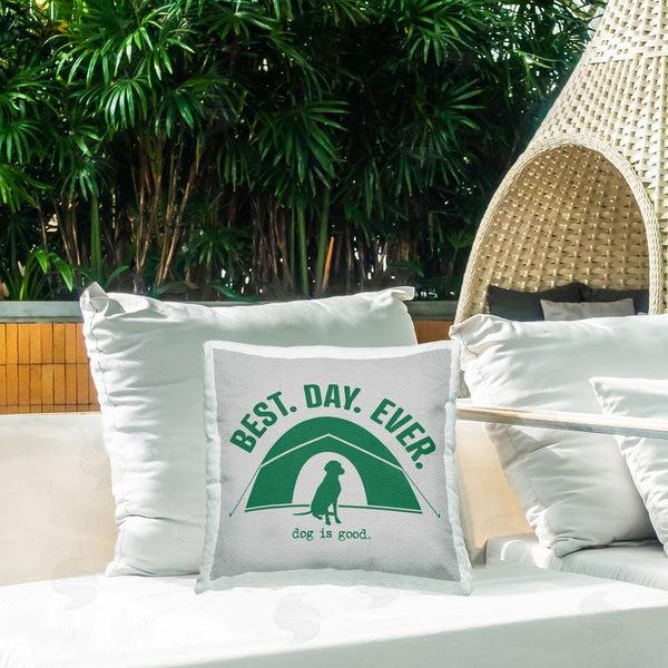 Stupell Industries Dog Is Good | Best Day Camping Dog Printed Throw Pillow