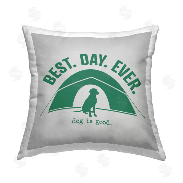 stupell industries Dog Is Good | Best Day Camping Dog Printed Throw Pillow