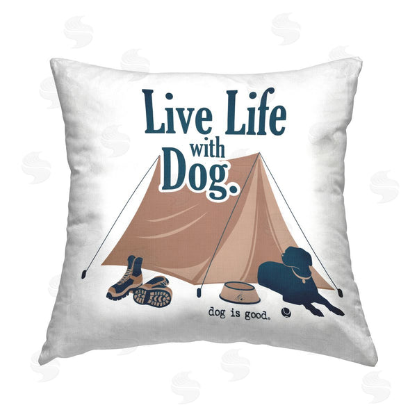 stupell industries Dog Is Good | Camping Life with Dog Printed Throw Pillow
