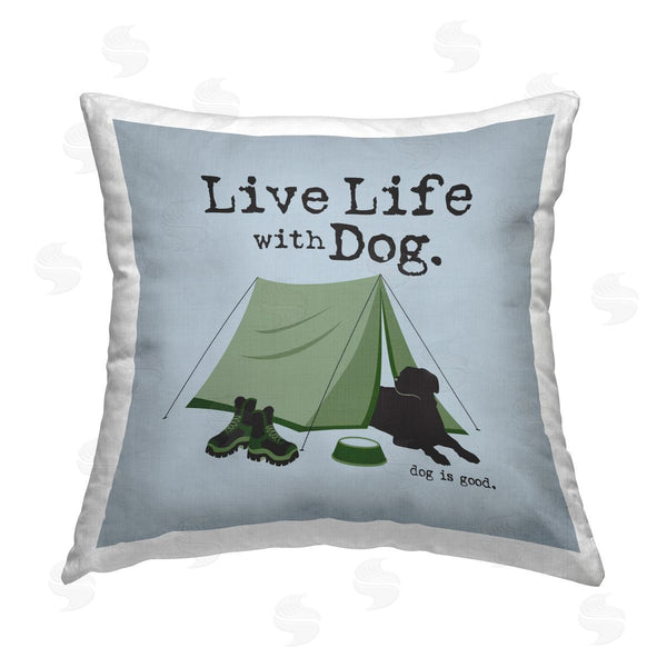 stupell industries Dog Is Good | Camping with Dog Printed Throw Pillow
