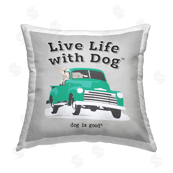 stupell industries Dog Is Good | Dog in Pickup Truck Printed Throw Pillow