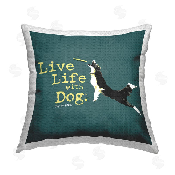 Stupell Industries Dog Is Good | Dog Playing Fetch Phrase Printed Throw Pillow