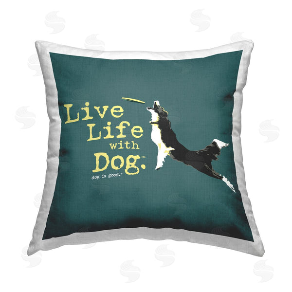 stupell industries Dog Is Good | Dog Playing Fetch Phrase Printed Throw Pillow