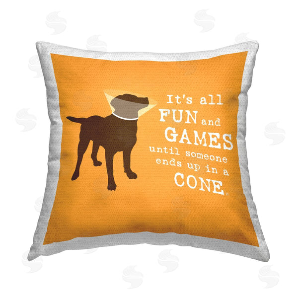 Stupell Industries Dog Is Good | Fun & Games Cone Printed Throw Pillow