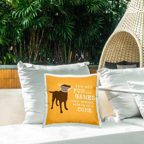 Stupell Industries Dog Is Good | Fun & Games Cone Printed Throw Pillow