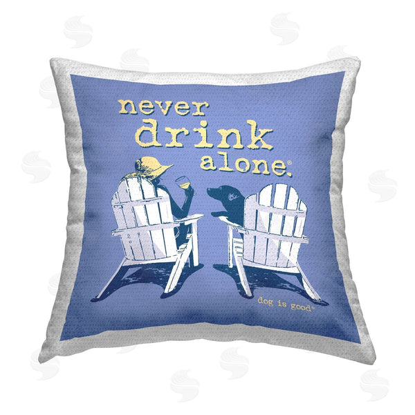 Stupell Industries Dog Is Good | Girl & Dog Drink Alone Printed Throw Pillow