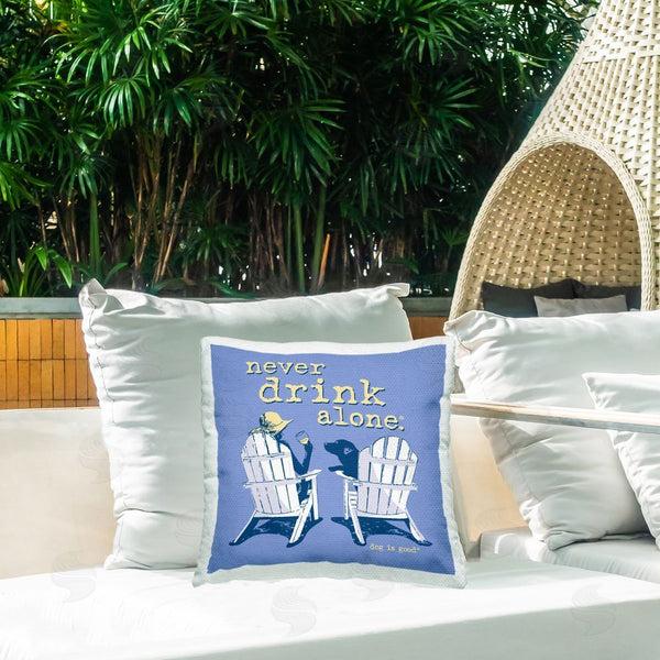 Stupell Industries Dog Is Good | Girl & Dog Drink Alone Printed Throw Pillow