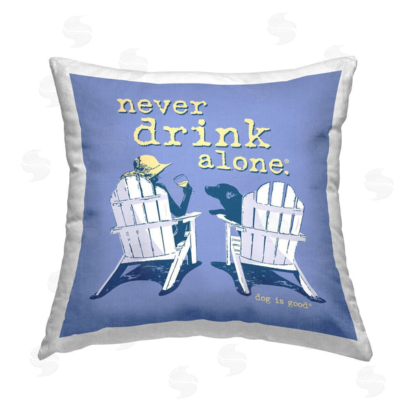 stupell industries Dog Is Good | Girl & Dog Drink Alone Printed Throw Pillow