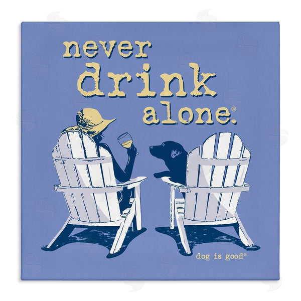 stupell industries Dog Is Good | Girl & Dog Drink Alone Wall Art