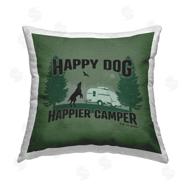 Stupell Industries Dog Is Good | Happier Camper With Dog Printed Throw Pillow