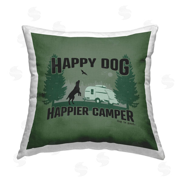 stupell industries Dog Is Good | Happier Camper with Dog Printed Throw Pillow