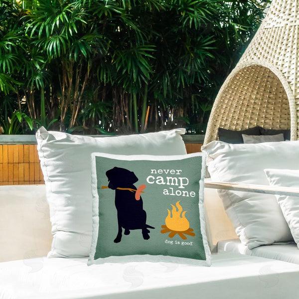 Stupell Industries Dog Is Good | Never Camp Alone Dog Printed Throw Pillow