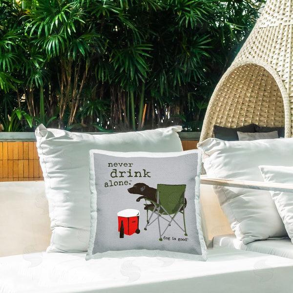 Stupell Industries Dog Is Good | Never Drink Alone Dog Printed Throw Pillow