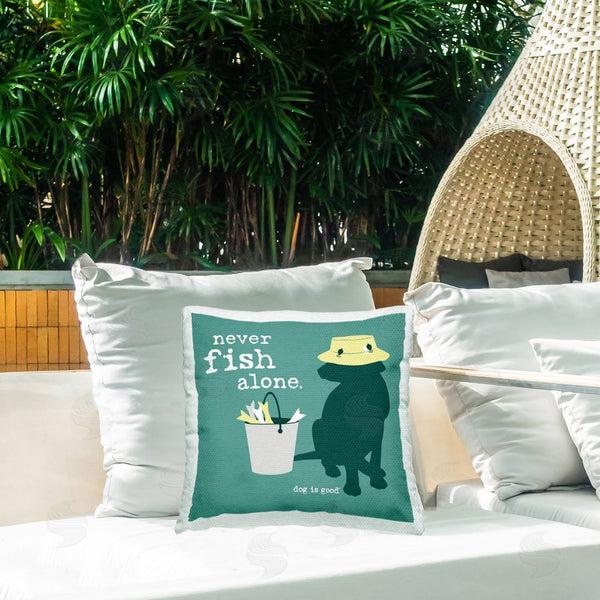 Stupell Industries Dog Is Good | Never Fish Alone Dog Printed Throw Pillow
