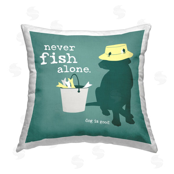 stupell industries Dog Is Good | Never Fish Alone Dog Printed Throw Pillow