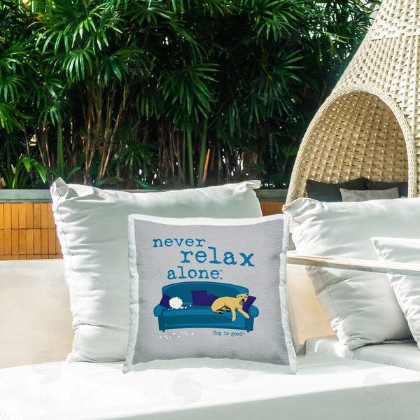 Stupell Industries Dog Is Good | Never Relax Alone Dog Printed Throw Pillow