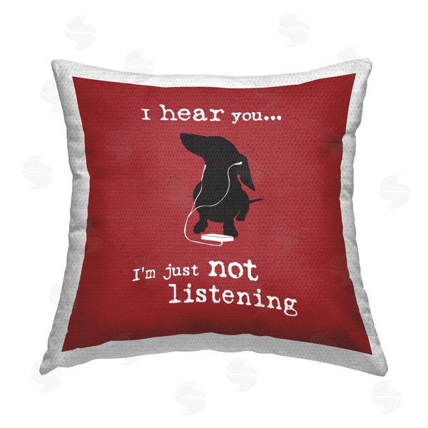 Stupell Industries Dog Is Good | Not Listening Dog Headphones Printed Throw Pillow