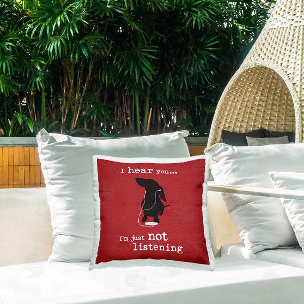 Stupell Industries Dog Is Good | Not Listening Dog Headphones Printed Throw Pillow
