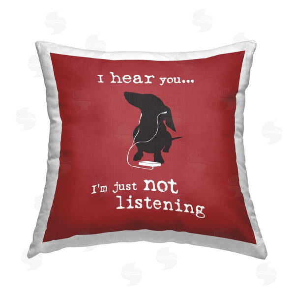 stupell industries Dog Is Good | Not Listening Dog Headphones Printed Throw Pillow
