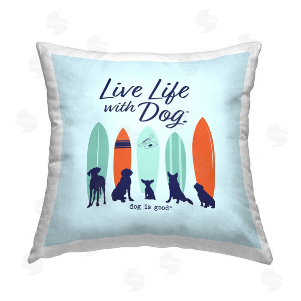stupell industries Dog Is Good | Surfboards & Dogs Phrase Printed Throw Pillow