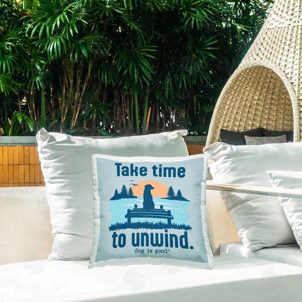 Stupell Industries Dog Is Good | Take Time To Unwind Printed Throw Pillow