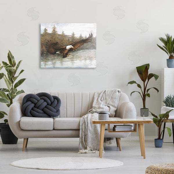 Stupell Industries Dogwood Portfolio | Flying Eagle Over Lake Wall Art