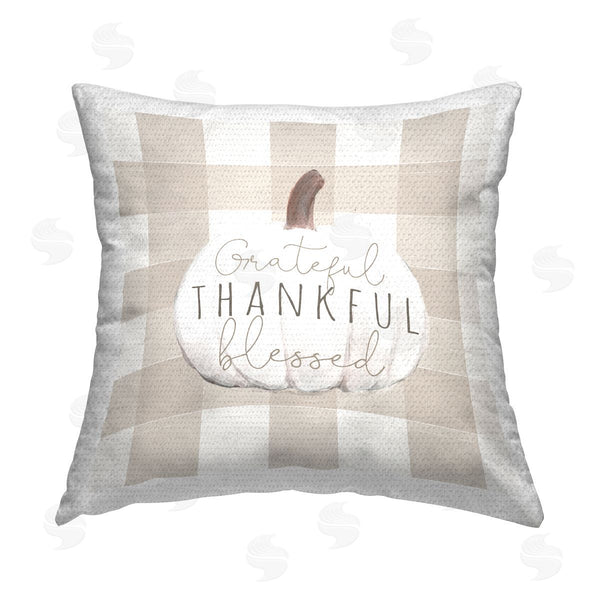 Stupell Industries Dogwood Portfolio | Grateful Thankful Blessed Tartan Printed Throw Pillow