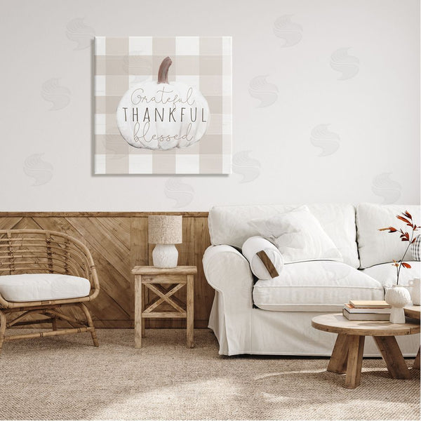 Stupell Industries Dogwood Portfolio | Grateful Thankful Pumpkin Wall Art