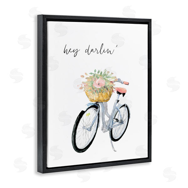 Stupell Industries Dogwood Portfolio | Hey Darlin' Phrase Blue Handlebar Bicycle Floral Basket Wall Art
