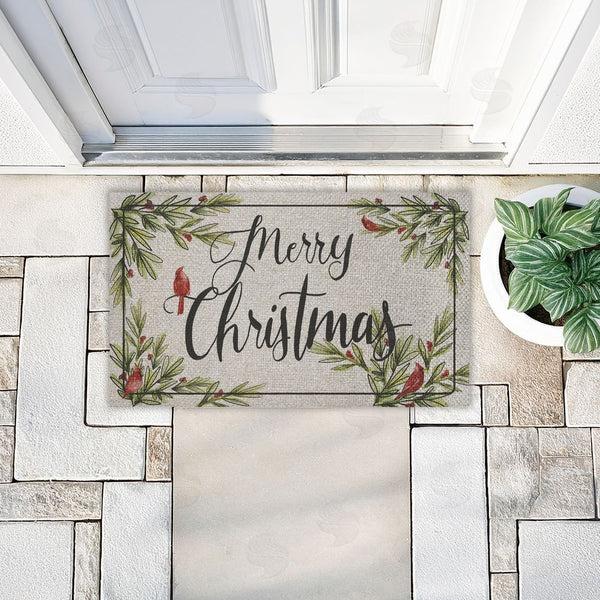 Stupell Industries Dogwood Portfolio | Merry Christmas Cardinals Faux Sisal Door Mat