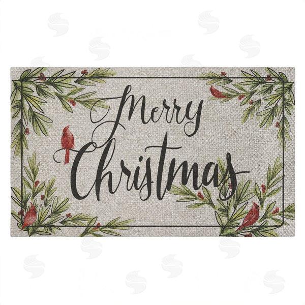 stupell industries Dogwood Portfolio | Merry Christmas Cardinals Faux Sisal Door Mat