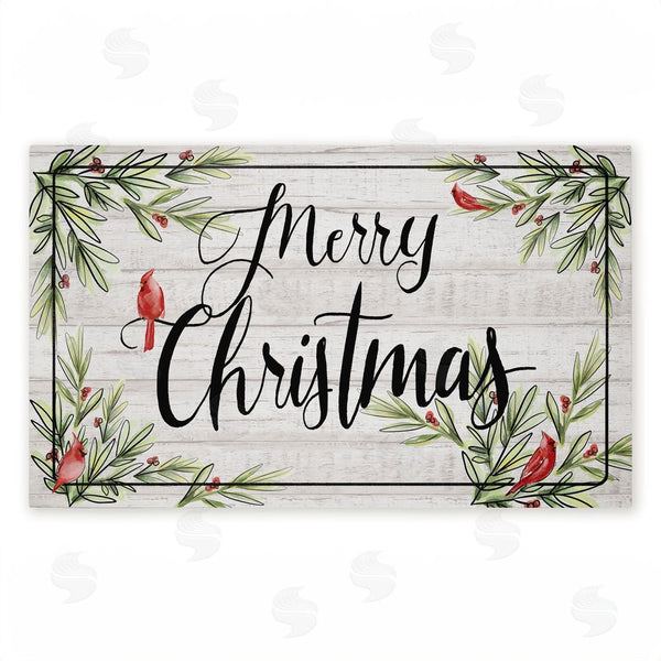 stupell industries Dogwood Portfolio | Rustic Merry Christmas Cardinals Non-Woven Door Mat