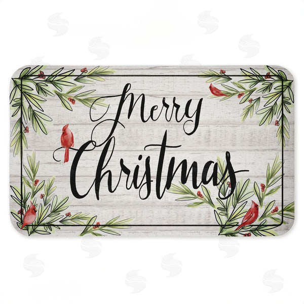 stupell industries Dogwood Portfolio | Rustic Merry Christmas Cardinals Anti-Fatigue Mat