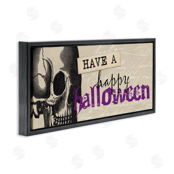 Stupell Industries Dogwood Portfolio | Vintage Happy Halloween Skull Wall Art